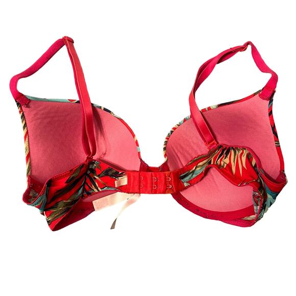 PINK by Victoria's Secrets Red Tropical Palms Wear Everywhere Push-Up Bra 34C - Picture 5 of 10